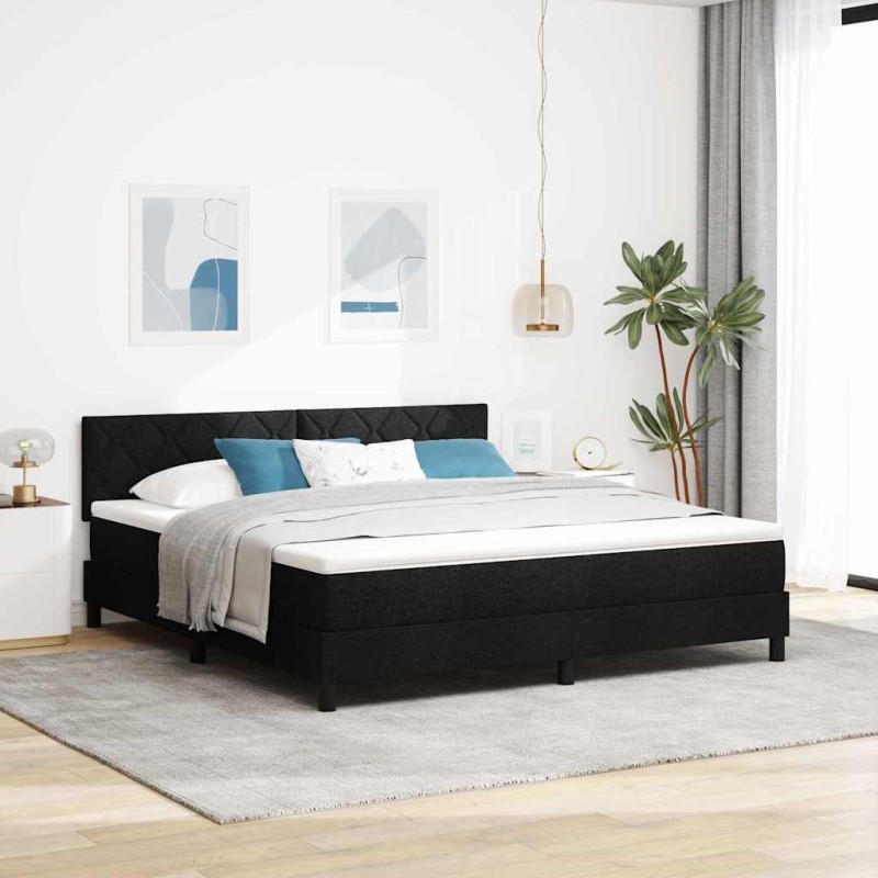 vidaXL Letto con Box Spring e Materasso Nero 180x200 cm Tessuto vidaXL Letto con Box Spring e Materasso Nero 180x200 cm Tessuto
