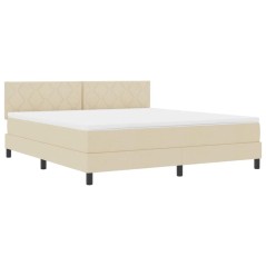 vidaXL Letto box spring con materasso e LED crema 180x200 cm tessuto