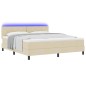vidaXL Letto box spring con materasso e LED crema 180x200 cm tessuto