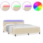 vidaXL Letto box spring con materasso e LED crema 180x200 cm tessuto