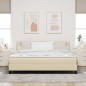 vidaXL Letto box spring con materasso e LED crema 180x200 cm tessuto