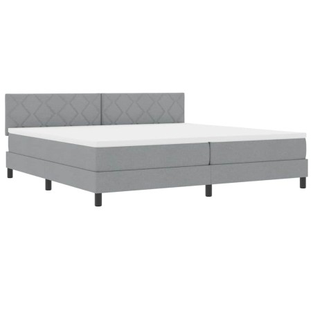 vidaXL Letto con Box Spring e Materasso & LED Grigio Chiaro 200x200 cm Tessuto