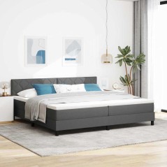 vidaXL Letto Box Spring di con Materasso & LED Grigio Scuro 200x200 cm Tessuto