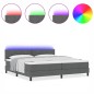 vidaXL Letto Box Spring di con Materasso & LED Grigio Scuro 200x200 cm Tessuto vidaXL Letto Box Spring di con Materasso & LED Grigio Scuro 200x200 cm Tessuto