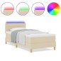 vidaXL Letto Box Spring con Materasso & LED Panna 80x200 cm Tessuto