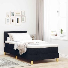 vidaXL Letto con Box Spring con Materasso & LED Nero 90x190 cm Tessuto