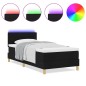 vidaXL Letto con Box Spring con Materasso & LED Nero 90x190 cm Tessuto vidaXL Letto con Box Spring con Materasso & LED Nero 90x190 cm Tessuto