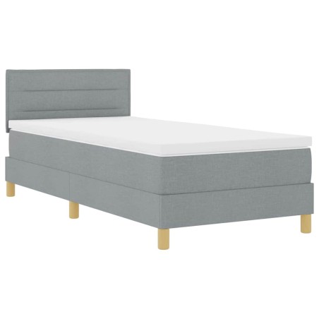 vidaXL Letto con Rete a Molle con Materasso & LED Grigio Chiaro 90x200 cm Tessuto