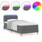 vidaXL Letto a Molla con Materasso & LED Grigio Scuro 90x200 cm Tessuto