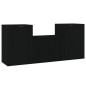 Set Mobili Porta TV 3 pz Nero in Legno Multistrato Set Mobili Porta TV 3 pz Nero in Legno Multistrato