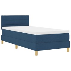 vidaXL Letto a Molle con Materasso & LED Blu 100x200 cm Tessuto