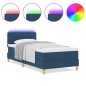 vidaXL Letto a Molle con Materasso & LED Blu 100x200 cm Tessuto