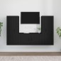 Set Mobili Porta TV 3 pz Nero in Legno Multistrato Set Mobili Porta TV 3 pz Nero in Legno Multistrato