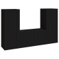Set Mobili Porta TV 3 pz Nero in Legno Multistrato Set Mobili Porta TV 3 pz Nero in Legno Multistrato