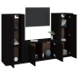 Set Mobili Porta TV 3 pz Nero in Legno Multistrato Set Mobili Porta TV 3 pz Nero in Legno Multistrato