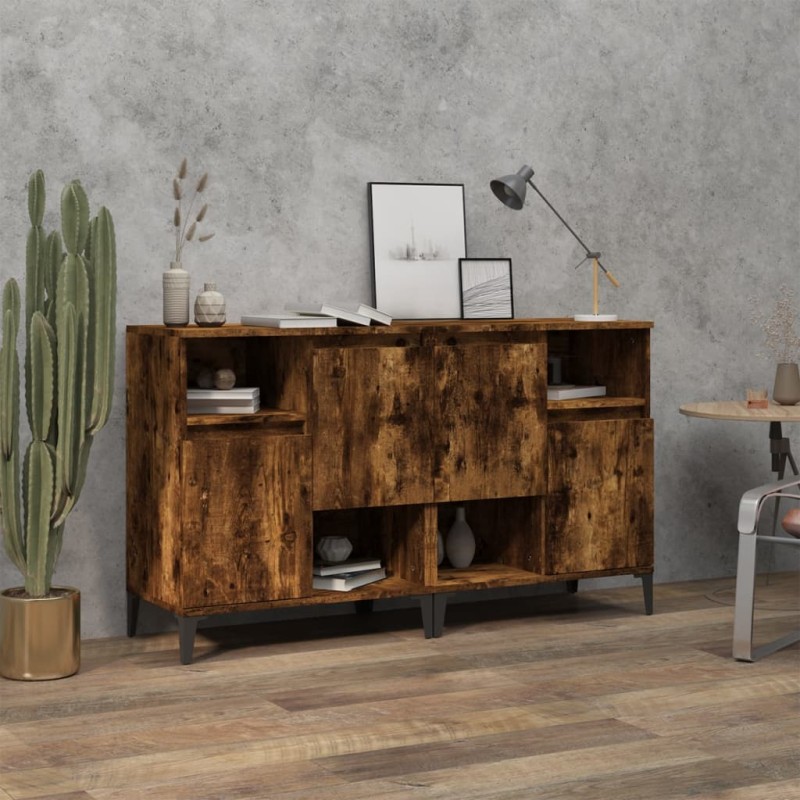 Credenze 2pz Rovere Fumo 60x35x70 cm in Legno Multistrato Credenze 2pz Rovere Fumo 60x35x70 cm in Legno Multistrato