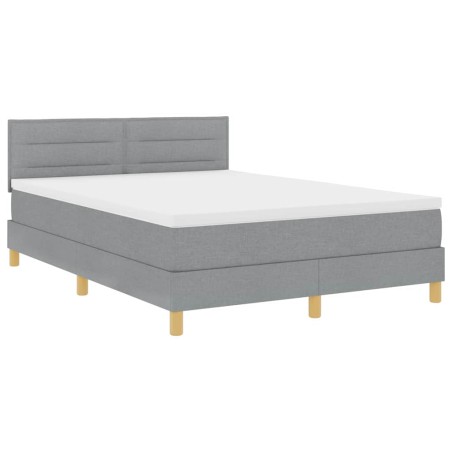 vidaXL Letto con Base a Molle con Materasso & LED Grigio Chiaro 140x200 cm Tessuto