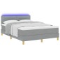 vidaXL Letto Box Spring con Materasso & LED Grigio Chiaro 160x200 cm Tessuto vidaXL Letto Box Spring con Materasso & LED Grigio Chiaro 160x200 cm Tessuto