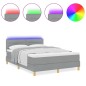 vidaXL Letto Box Spring con Materasso & LED Grigio Chiaro 160x200 cm Tessuto vidaXL Letto Box Spring con Materasso & LED Grigio Chiaro 160x200 cm Tessuto