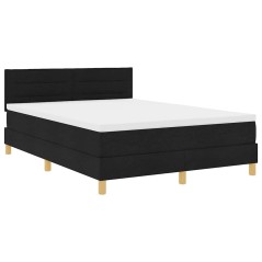 vidaXL Letto con Rete a Molle e Materasso & LED Nero 160x200 cm Tessuto
