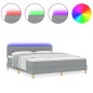 vidaXL Letto Box Spring con Materasso & LED Grigio Chiaro 180x200 cm Tessuto vidaXL Letto Box Spring con Materasso & LED Grigio Chiaro 180x200 cm Tessuto