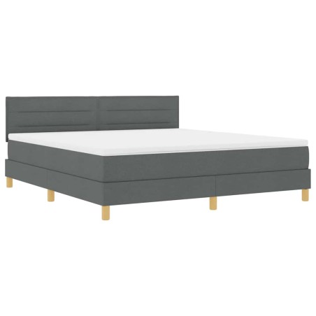 vidaXL Letto Box Spring con Materasso & LED Grigio Scuro 180x200 cm in Tessuto