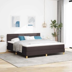 vidaXL Letto Box Spring con Materasso & LED Marrone Scuro 180x200 cm Tessuto