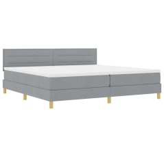 vidaXL Letto Box Spring con Materasso & Luce LED Grigio Chiaro 200x200 cm Tessuto