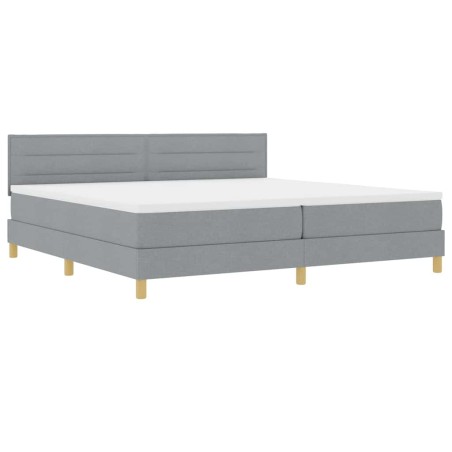 vidaXL Letto Box Spring con Materasso & Luce LED Grigio Chiaro 200x200 cm Tessuto