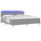 vidaXL Letto Box Spring con Materasso & Luce LED Grigio Chiaro 200x200 cm Tessuto vidaXL Letto Box Spring con Materasso & Luce LED Grigio Chiaro 200x200 cm Tessuto