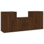 Set Mobili Porta TV 3 pz Rovere Marrone in Legno Multistrato Set Mobili Porta TV 3 pz Rovere Marrone in Legno Multistrato