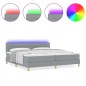 vidaXL Letto Box Spring con Materasso & Luce LED Grigio Chiaro 200x200 cm Tessuto vidaXL Letto Box Spring con Materasso & Luce LED Grigio Chiaro 200x200 cm Tessuto