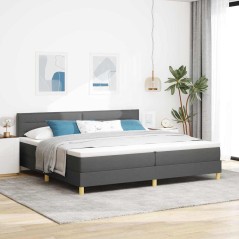 vidaXL Letto Box Spring con Materasso & LED Grigio scuro 200x200 cm Tessuto