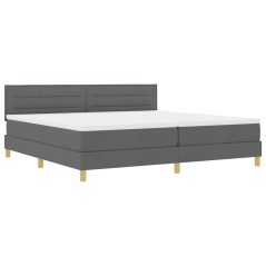 vidaXL Letto Box Spring con Materasso & LED Grigio scuro 200x200 cm Tessuto