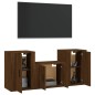Set Mobili Porta TV 3 pz Rovere Marrone in Legno Multistrato Set Mobili Porta TV 3 pz Rovere Marrone in Legno Multistrato