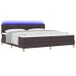 vidaXL Letto a Molle con Materasso & LED Marrone Scuro 200x200 cm Tessuto vidaXL Letto a Molle con Materasso & LED Marrone Scuro 200x200 cm Tessuto