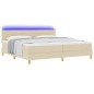 vidaXL Letto a molle con materasso e LED Panna 200x200 cm Tessuto vidaXL Letto a molle con materasso e LED Panna 200x200 cm Tessuto