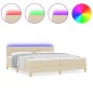 vidaXL Letto a molle con materasso e LED Panna 200x200 cm Tessuto vidaXL Letto a molle con materasso e LED Panna 200x200 cm Tessuto