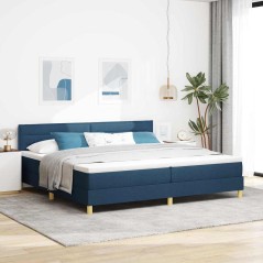 vidaXL Letto con Rete a Molle con Materasso & Luce LED Blu 200x200 cm Tessuto