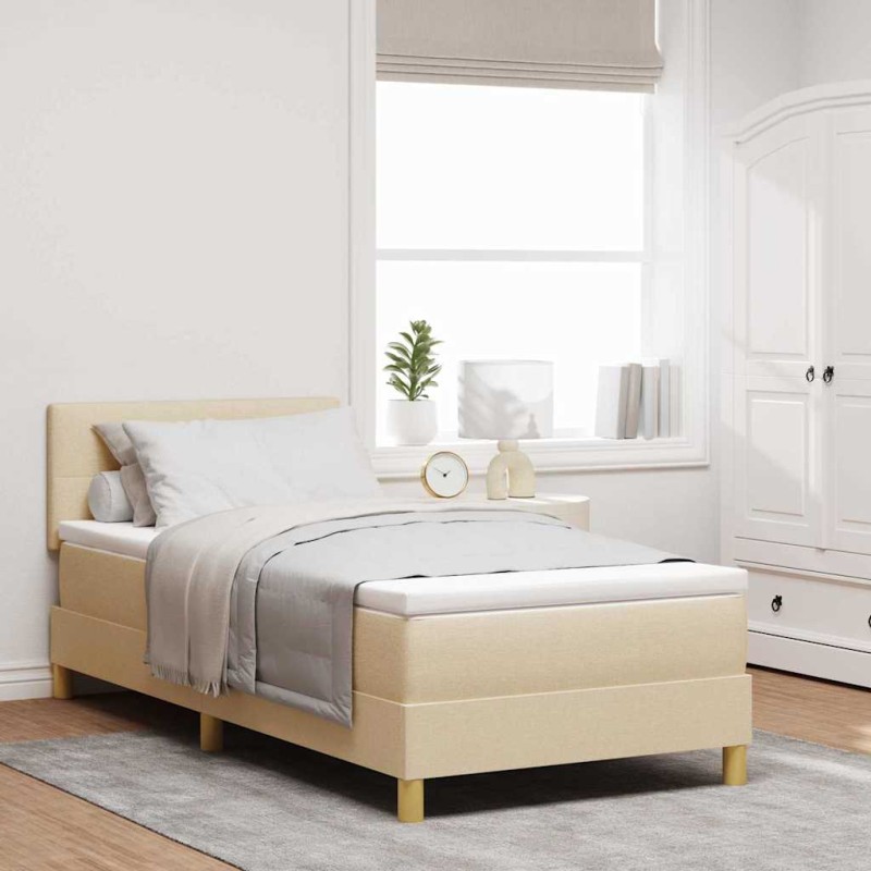 vidaXL Letto Box Spring con Materasso & LED Panna 80x200 cm Tessuto vidaXL Letto Box Spring con Materasso & LED Panna 80x200 cm Tessuto