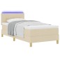 vidaXL Letto Box Spring con Materasso & LED Panna 80x200 cm Tessuto vidaXL Letto Box Spring con Materasso & LED Panna 80x200 cm Tessuto