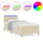vidaXL Letto Box Spring con Materasso & LED Panna 80x200 cm Tessuto vidaXL Letto Box Spring con Materasso & LED Panna 80x200 cm Tessuto