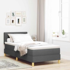 vidaXL Letto a Molla con Materasso & LED Grigio Scuro 90x190 cm Tessuto