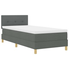 vidaXL Letto a Molla con Materasso & LED Grigio Scuro 90x190 cm Tessuto