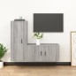 Set Mobili Porta TV 2 pz Grigio Sonoma in Legno Multistrato Set Mobili Porta TV 2 pz Grigio Sonoma in Legno Multistrato