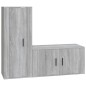 Set Mobili Porta TV 2 pz Grigio Sonoma in Legno Multistrato Set Mobili Porta TV 2 pz Grigio Sonoma in Legno Multistrato