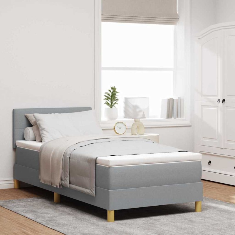 vidaXL Letto a Rete con Materasso e LED Grigio Chiaro 100x200 cm Tessuto vidaXL Letto a Rete con Materasso e LED Grigio Chiaro 100x200 cm Tessuto