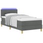 vidaXL Letto Box Spring con Materasso e LED Grigio Scuro 100x200 cm Tessuto