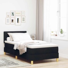 vidaXL Letto a Mola con Materasso & LED Nero 100x200 cm Tessuto