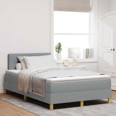 vidaXL Letto con Box Spring con Materasso & LED Grigio Chiaro 120x200 cm Tessuto